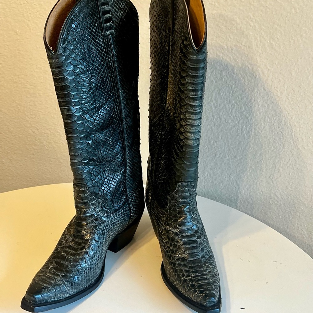 Black Snakeskin Cowboy Boots